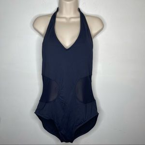 Anne Cole 12 Navy One Piece Halter Swimsuit